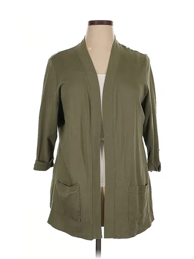 Pre-owned Karen Scott Cardigan Sweater In Green