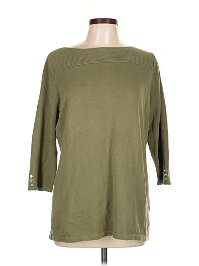 Pre-owned Karen Scott Cardigan Sweater In Green