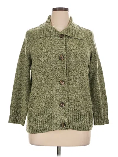 Pre-owned Karen Scott Cardigan Sweater In Green
