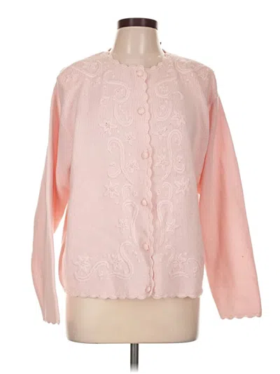 Pre-owned Karen Scott Cardigan Sweater In Pink