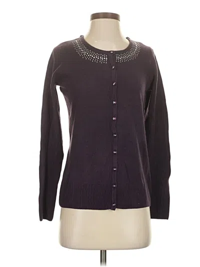 Pre-owned Karen Scott Cardigan Sweater In Purple