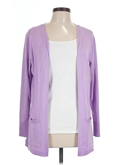 Pre-owned Karen Scott Cardigan Sweater In Purple