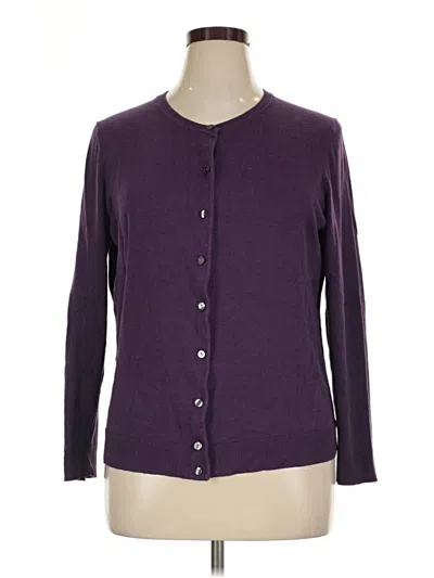 Pre-owned Karen Scott Cardigan Sweater In Purple