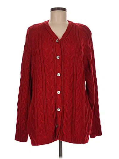 Pre-owned Karen Scott Cardigan Sweater In Red