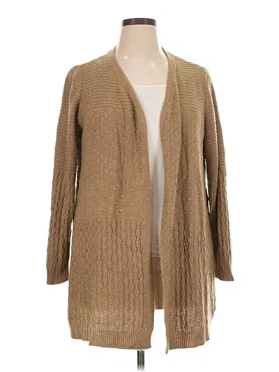 Pre-owned Karen Scott Cardigan Sweater In Tan