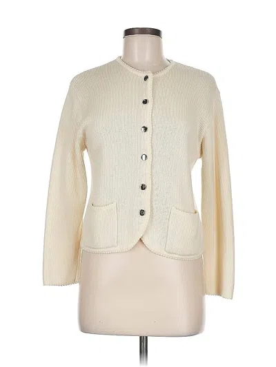 Pre-owned Karen Scott Cardigan Sweater In White