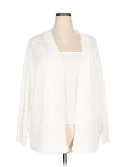 Pre-owned Karen Scott Cardigan Sweater In White