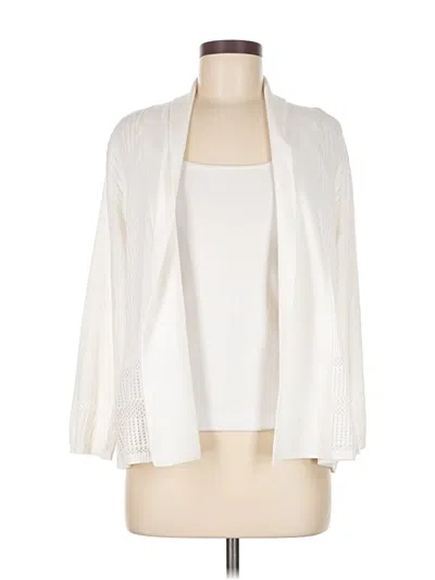 Pre-owned Karen Scott Cardigan Sweater In White