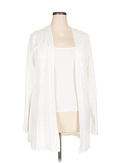 Pre-owned Karen Scott Cardigan Sweater In White