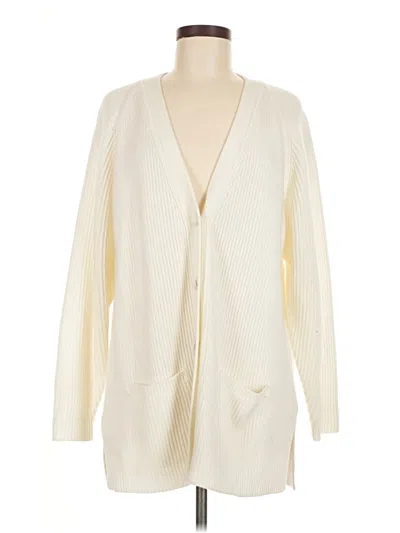 Pre-owned Karen Scott Cardigan Sweater In White