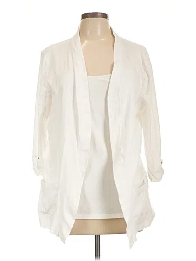 Pre-owned Karen Scott Cardigan Sweater In White