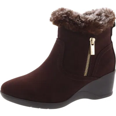KAREN SCOTT CARLEEN WOMENS FAUX SUEDE ANKLE BOOTS