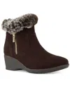 Karen Scott Carleenn Boots Women's Chocolate Suede Wedge Booties Zpo3812 In Brown