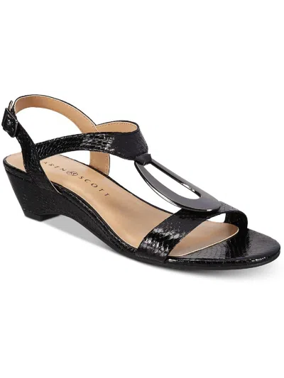 Karen Scott Carmeyy Womens Open Toe Embellished Wedge Sandals In Black