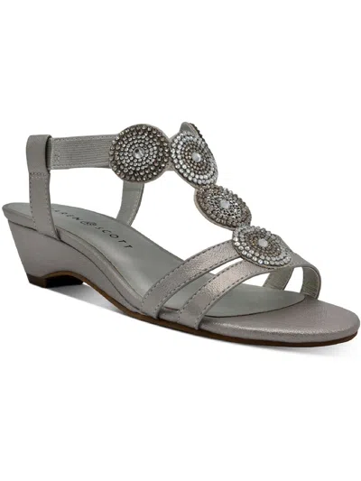 Karen Scott Catrina Womens Embellished Stretch Wedge Sandals In Gray