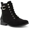Karen Scott Claritaa Womens Microsuede Embossed Combat & Lace-up Boots In Black
