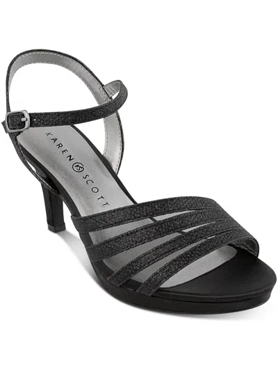 Karen Scott Darlaa Womens Metallic Glitter Ankle Strap In Black