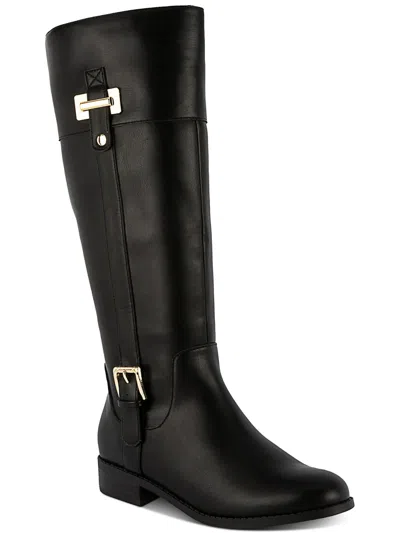 Karen Scott Edenn Womens Faux Leather Riding Knee-high Boots In Black