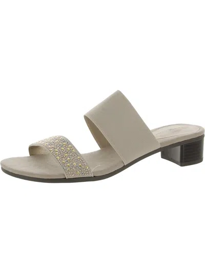 Karen Scott Edethh Womens Embellished Slip On Slide Sandals In Grey
