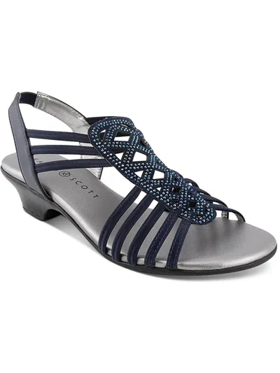 Karen Scott Ellya Womens Embellished Dressy Slingback Sandals In Blue