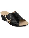 Shop Karen Scott Elzaa Womens Faux Leather Cushioned Footbed Wedge Sandals In Black