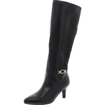 Karen Scott Freylyn Womens Faux Leather Dressy Knee-high Boots In Black