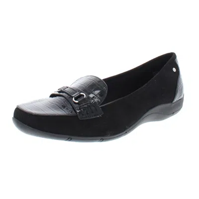 Karen Scott Jazmin Womens Faux Suede Embossed Loafers In Black