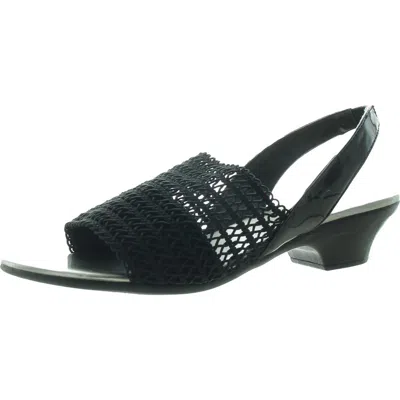 Karen Scott Kselmann Womens Knit Manmade Slingback Sandals In Black