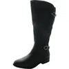 Karen Scott Leandraa Womens Padded Insole Faux Leather Knee-high Boots In Black