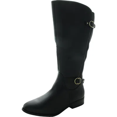 Karen Scott Leandraa Womens Padded Insole Faux Leather Knee-high Boots In Black