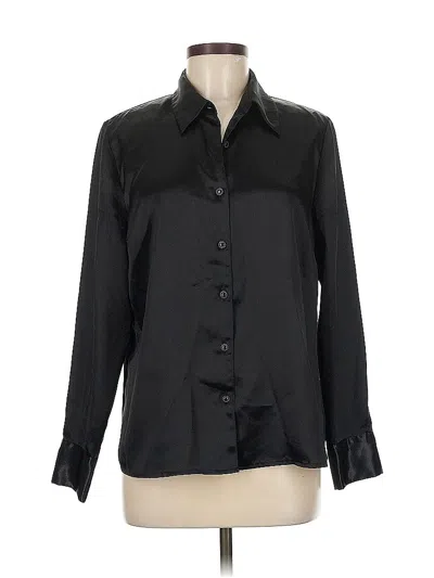 Pre-owned Karen Scott Long Sleeve Blouse In Black
