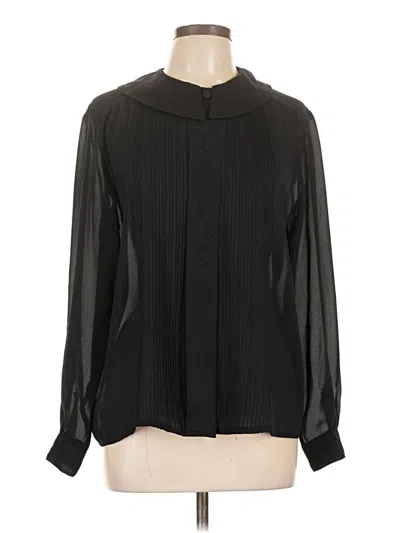 Pre-owned Karen Scott Long Sleeve Blouse In Black