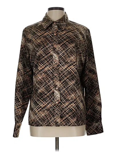 Pre-owned Karen Scott Long Sleeve Blouse In Brown
