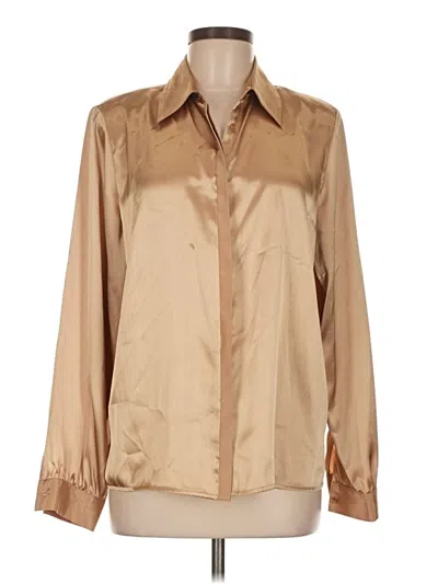 Pre-owned Karen Scott Long Sleeve Blouse In Brown