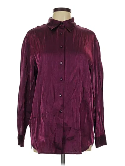 Pre-owned Karen Scott Long Sleeve Blouse In Burgundy