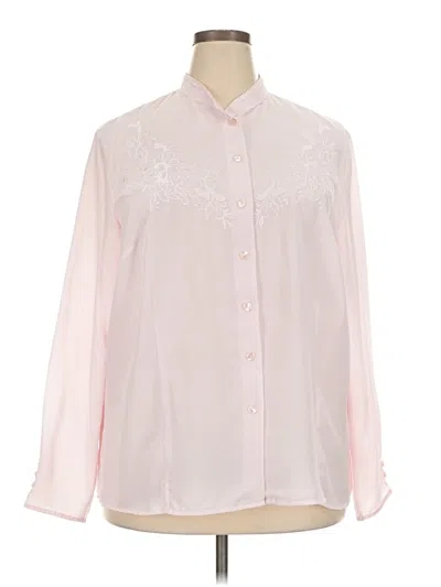Pre-owned Karen Scott Long Sleeve Blouse In Pink