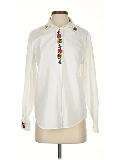 Pre-owned Karen Scott Long Sleeve Blouse In White