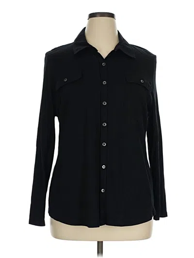 Pre-owned Karen Scott Long Sleeve Button Down Shirt In Black