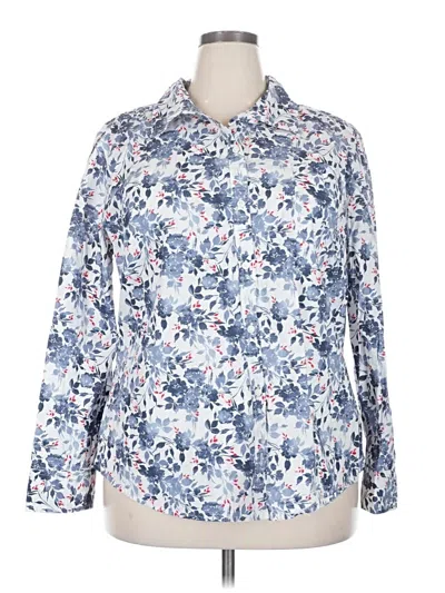Pre-owned Karen Scott Long Sleeve Button Down Shirt In Blue