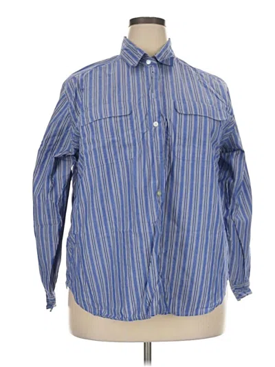Pre-owned Karen Scott Long Sleeve Button Down Shirt In Blue