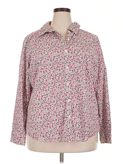 Pre-owned Karen Scott Long Sleeve Button Down Shirt In Pink