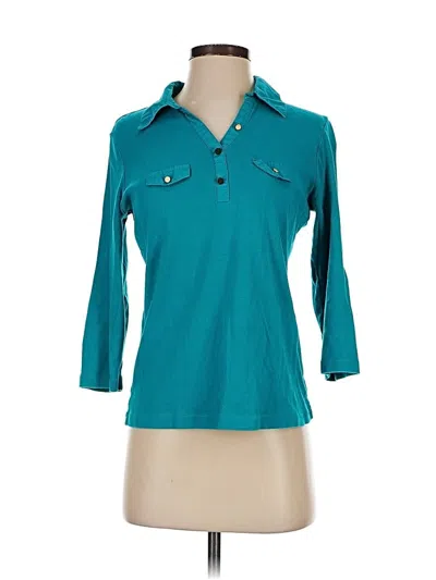 Pre-owned Karen Scott Long Sleeve Polo Shirt In Blue