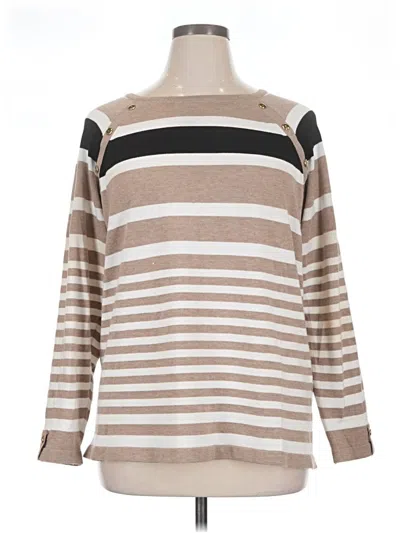 Pre-owned Karen Scott Long Sleeve Top Brown Turtleneck Tops
