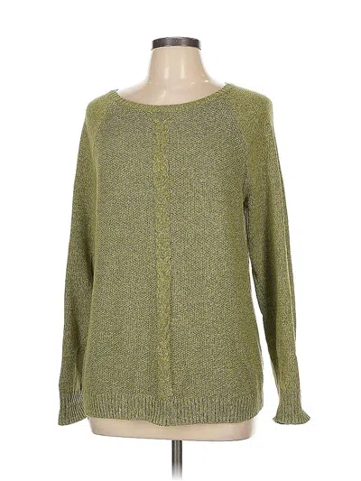 Pre-owned Karen Scott Long Sleeve Top Green Boatneck Tops