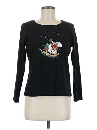 Pre-owned Karen Scott Long Sleeve T-shirt In Black
