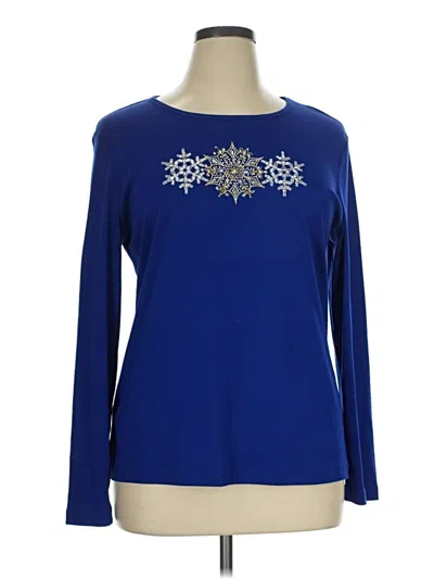 Pre-owned Karen Scott Long Sleeve T-shirt In Blue