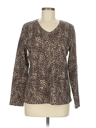 Pre-owned Karen Scott Long Sleeve T-shirt In Brown