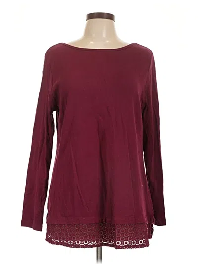 Pre-owned Karen Scott Long Sleeve T-shirt In Burgundy
