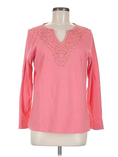 Pre-owned Karen Scott Long Sleeve T-shirt In Pink