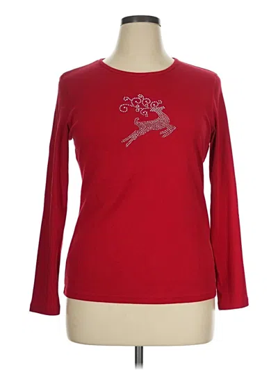 Pre-owned Karen Scott Long Sleeve T-shirt In Red